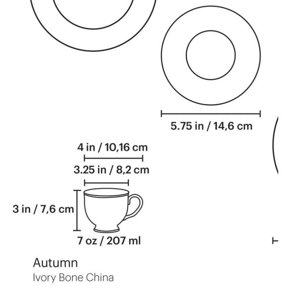 Lenox Autumn collection Blue and Gold fall tea cup and saucer set 4 dinnerware - Picture 10 of 10